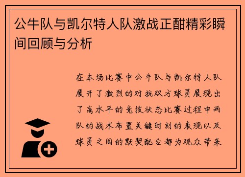 公牛队与凯尔特人队激战正酣精彩瞬间回顾与分析